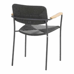 Bora Dining Stoel Met Teak Armleuning - Antraciet -Gardenas Winkel bora dining stoel met teak armleuning antraciet 3 1