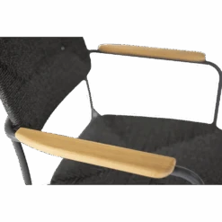 Bora Dining Stoel Met Teak Armleuning - Antraciet -Gardenas Winkel bora dining stoel met teak armleuning antraciet 4 1